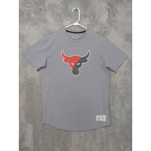 Under Armour Shirt Men Medium Gray Project Rock Training Dept Loose Short Sleeve - Picture 1 of 9